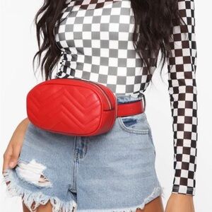 Fashion Nova Red Quilted Crossbody Bag